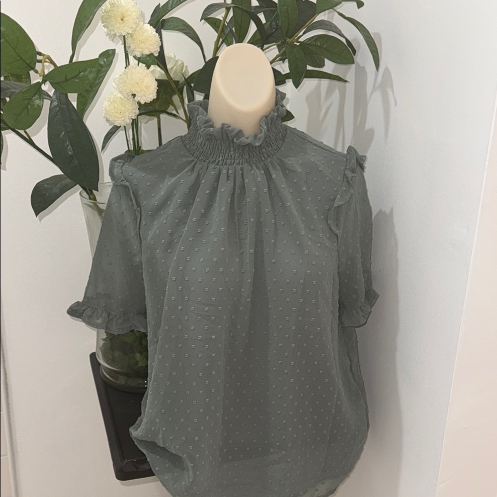 Wishlist Apparel! Elegant Gray Ruffle Blouse